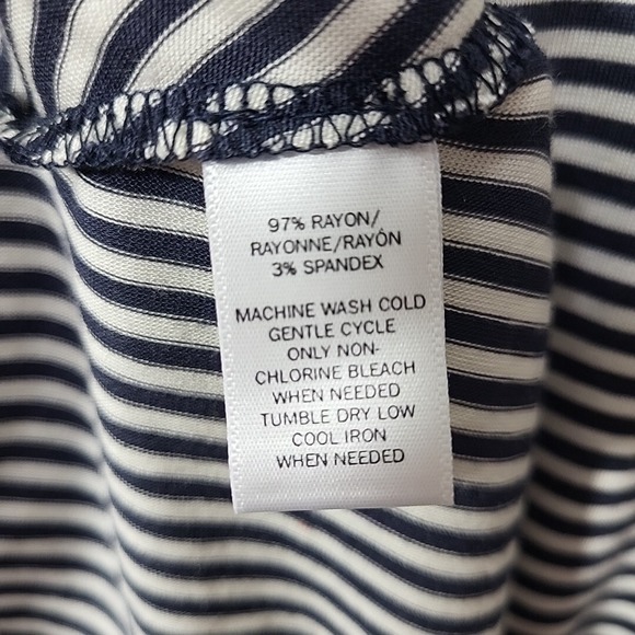 New LOFT Top Womens Sz M Black White Striped 3/4 Sleeve Rayon Stretch NWT - Picture 4 of 8